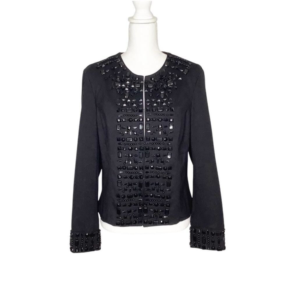 INC International Concepts Black Beaded Embellished Blazer Large